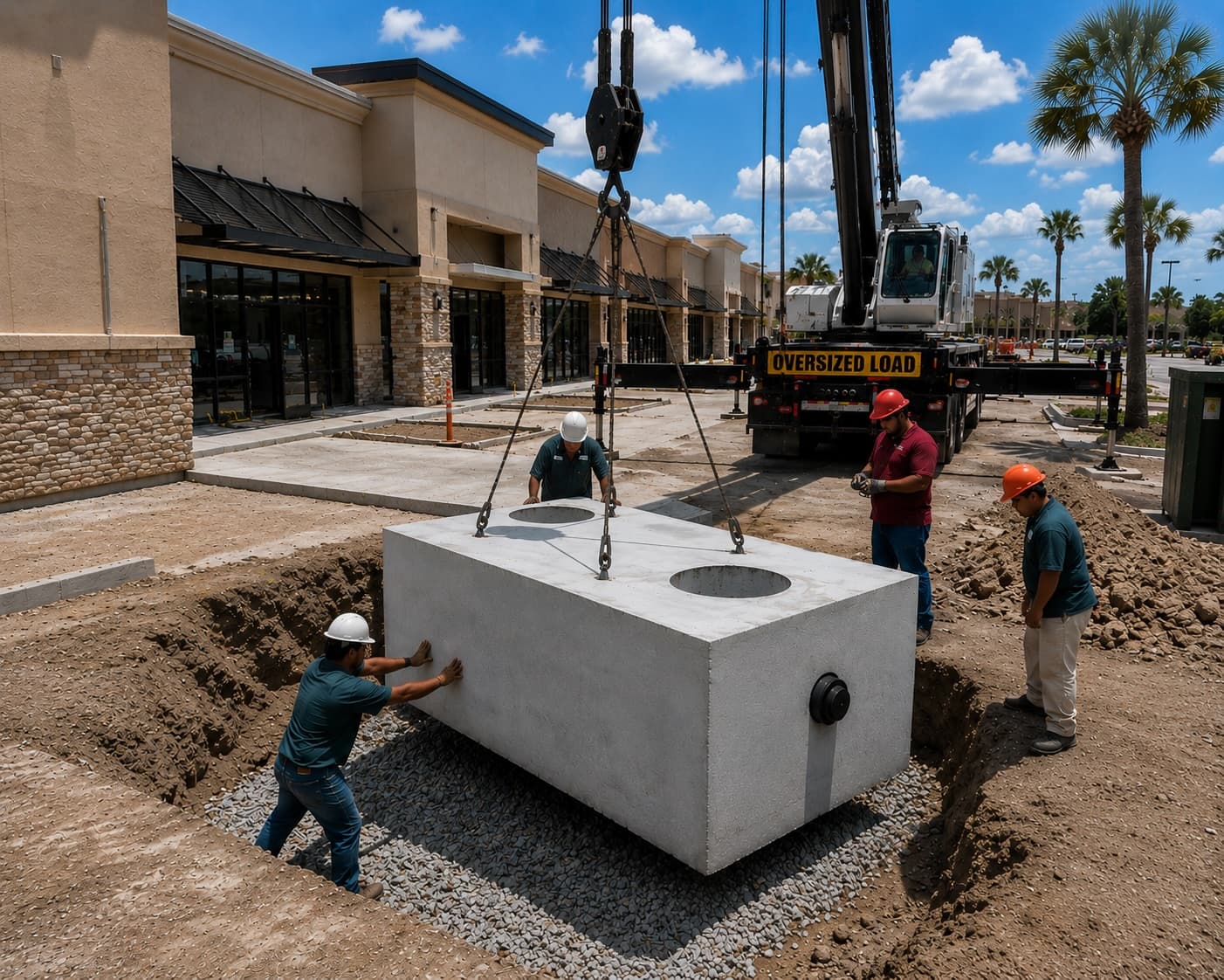 Commercial grease trap installation performed by Torque Plumbing and Septic.